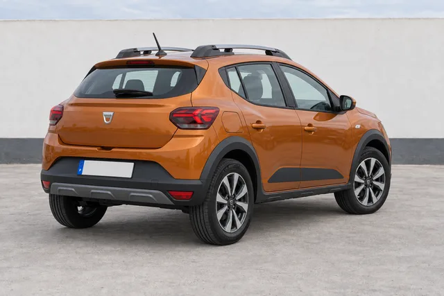 Dacia Sandero Stepway Laranja Atacama, traseira a três quartos